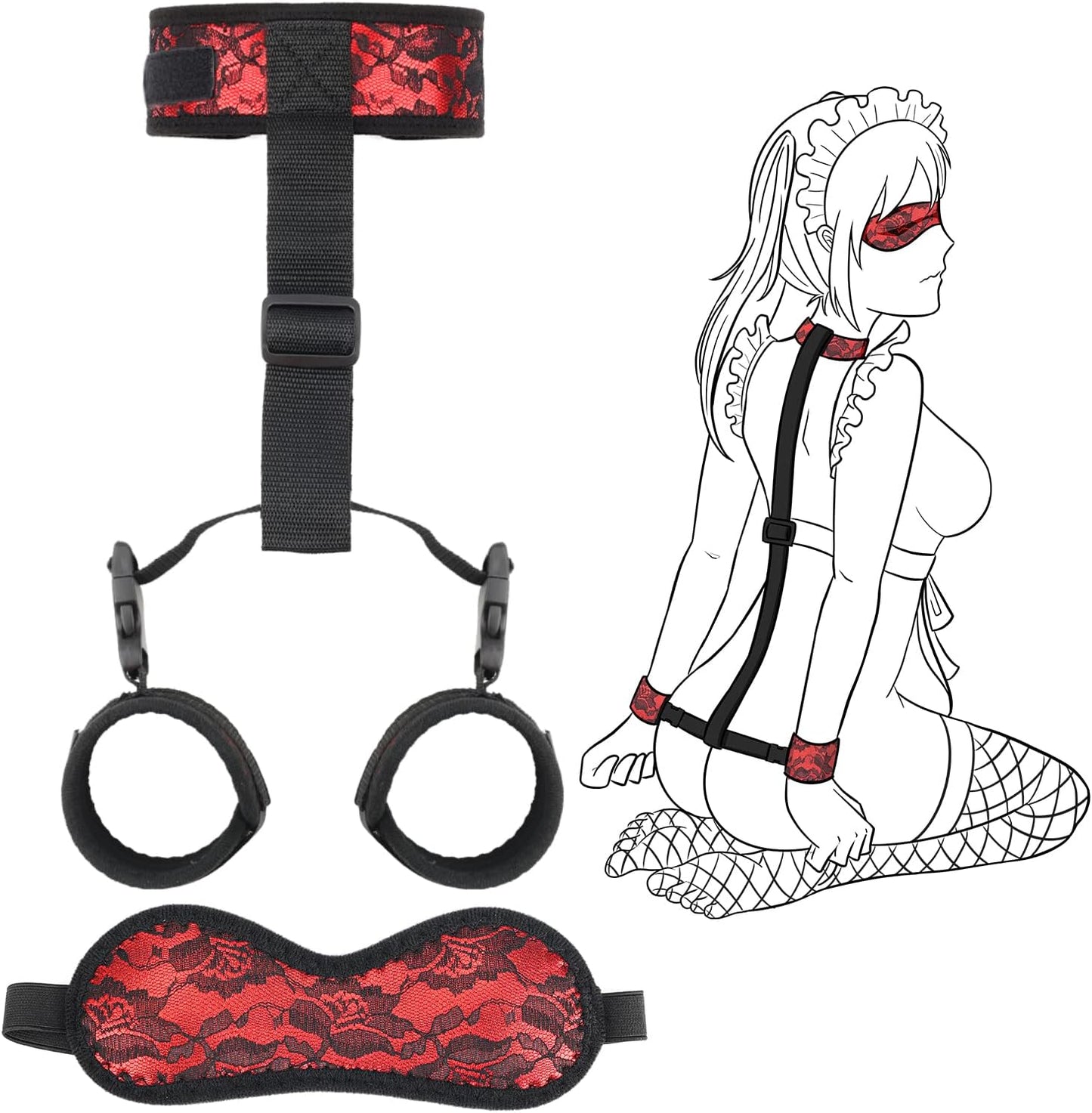 BDSM Handcuffs Collar Blindfold Kit - Vixen