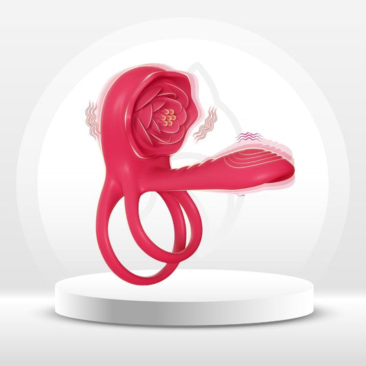 Cock Ring Rose Clit Stimulator Combo - Vixen