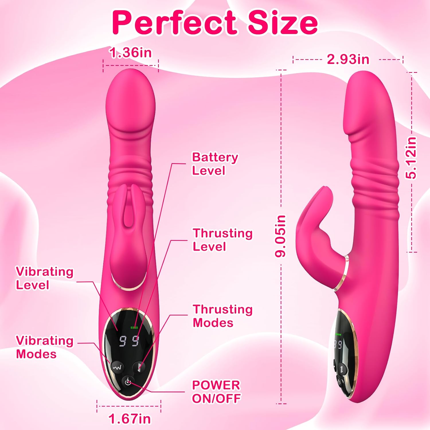 Thrust & Vibrate Silicone Dildo - Vixen