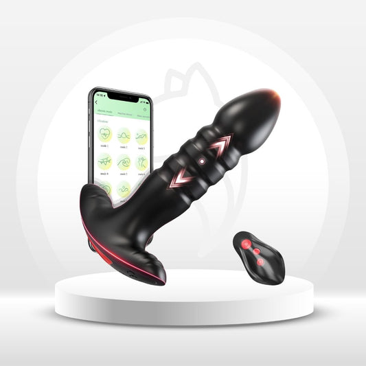 Anal Plug Vibrator with App Control Sex Toy for Men Women - Prostate Massager with 7 Thrusting & Vibrating Modes Adult Anal Vibrator Butt Stimulator Plug for Male Female (Black)