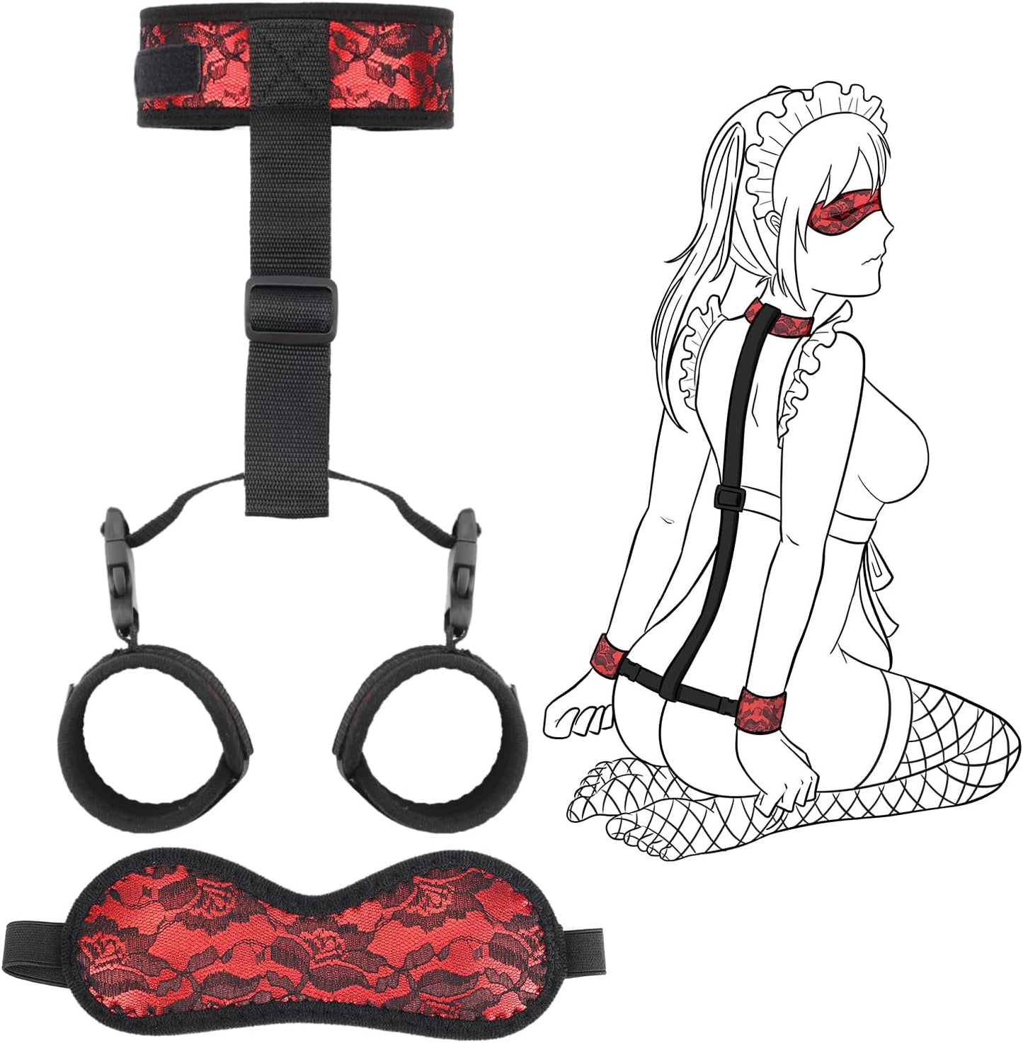 BDSM Handcuffs Collar Blindfold Kit
